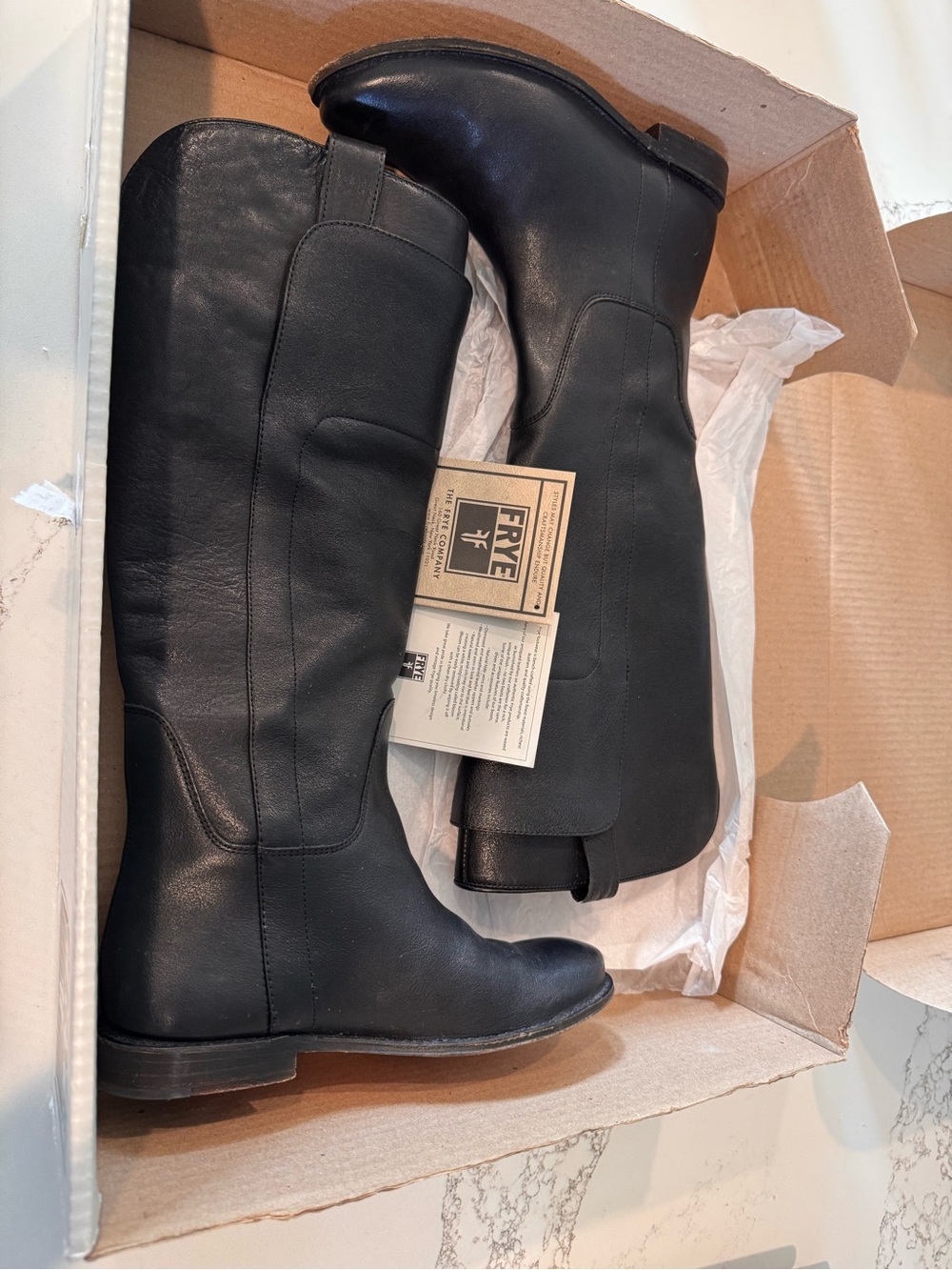 FRYE PAIGE Black Tall Riding Boots - Classic Equestrian Style - Picture 10 of 11